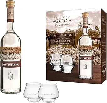 BEPI TOSOLINI Grappa Agricola Friulana + Bicchieri | Confezione regalo