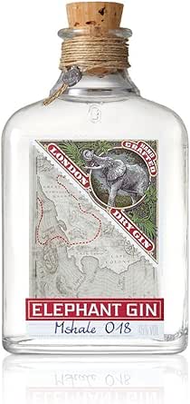 Elephant Gin, London Dry Gin, 500ml, Ideale per Gin Tonic Premium, Note Floreali, Fruttate, Speziate, con Botaniche dall'Africa, Gin Artigianale Distillato in Alambicchi di Rame, Idea Regalo, 45% Vol.
