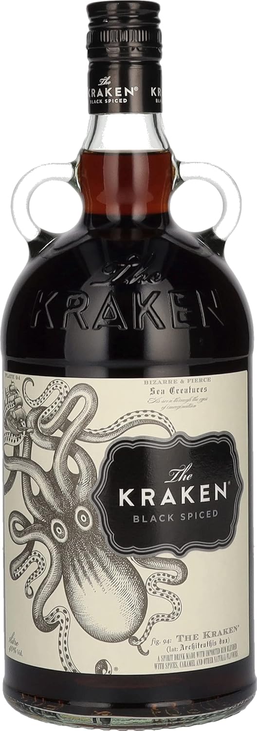 The Kraken 100cl - Rum nero speziato: canna da zucchero, rum caraibici scuri e 13 spezie. 40% vol.