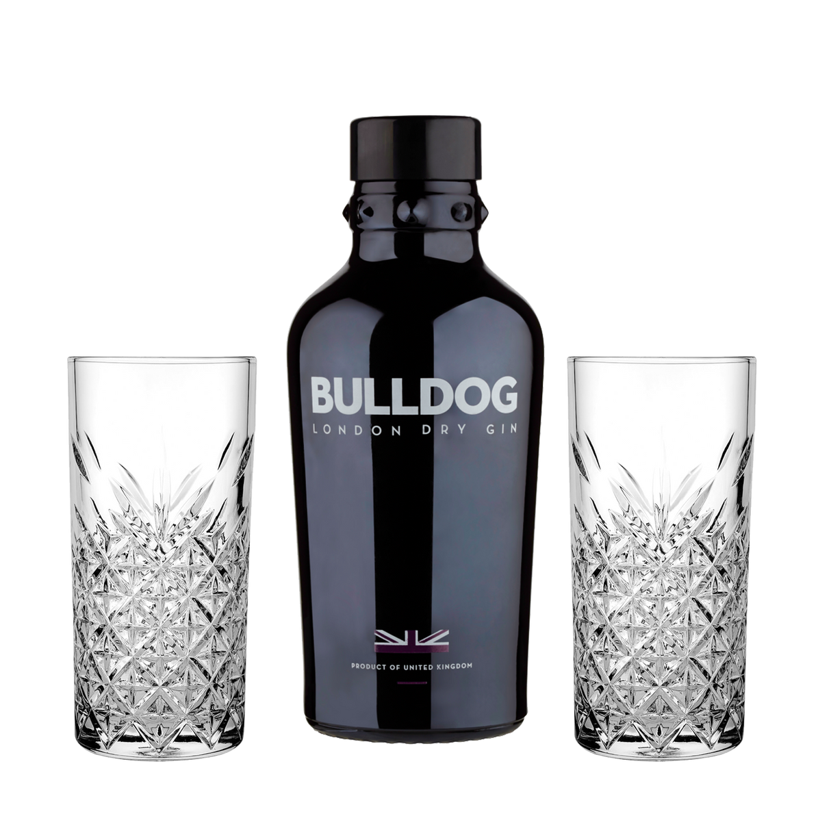Set Cocktail Premium con Bulldog Gin 70 cl + 2 Bicchieri Tumbler in Vetro 30cl  -  Idea Regalo Uomo Bartendering Gin Tonic, Mixology e Home Bar