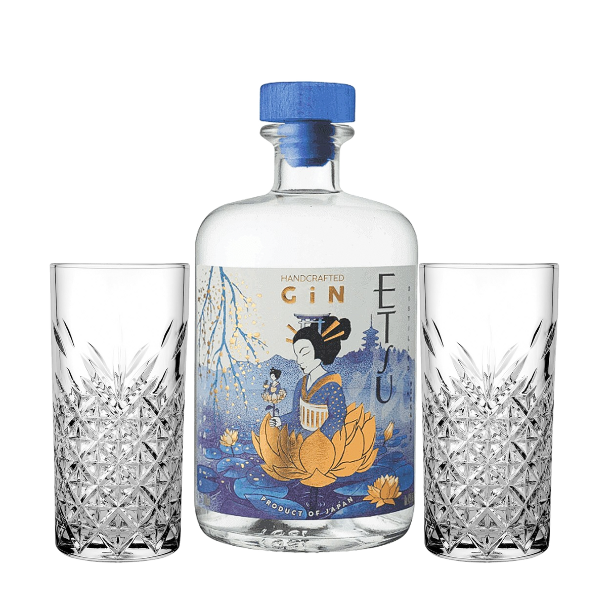 Set Cocktail Premium con Etsu Japanese Gin 70 cl + 2 Bicchieri Tumbler in Vetro 30cl  -  Idea Regalo Uomo Bartendering Gin Tonic, Mixology e Home Bar