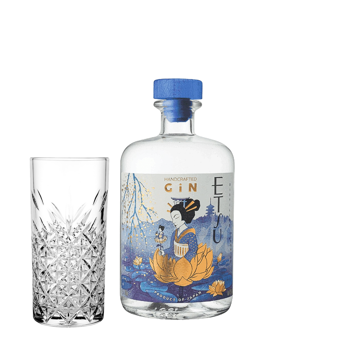 Set Cocktail Premium con Etsu Japanese Gin 70 cl + 1 Bicchieri Tumbler in Vetro 30cl - Idea Regalo Uomo Bartendering Gin Tonic, Mixology e Home Bar