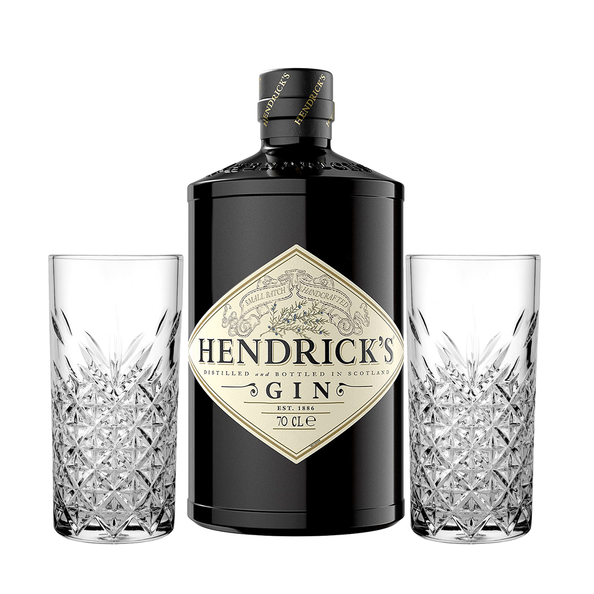 Set Cocktail Premium con Hendrick's Gin 70 cl + 2 Bicchieri Tumbler in Vetro 30cl  -  Idea Regalo Uomo Bartendering Gin Tonic, Mixology e Home Bar